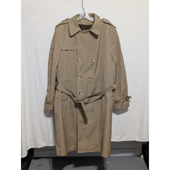 Vintage Clipper Mist All Weather Lined Trench Coat w/ Belt Men's Size 44 Long - Picture 1 of 15